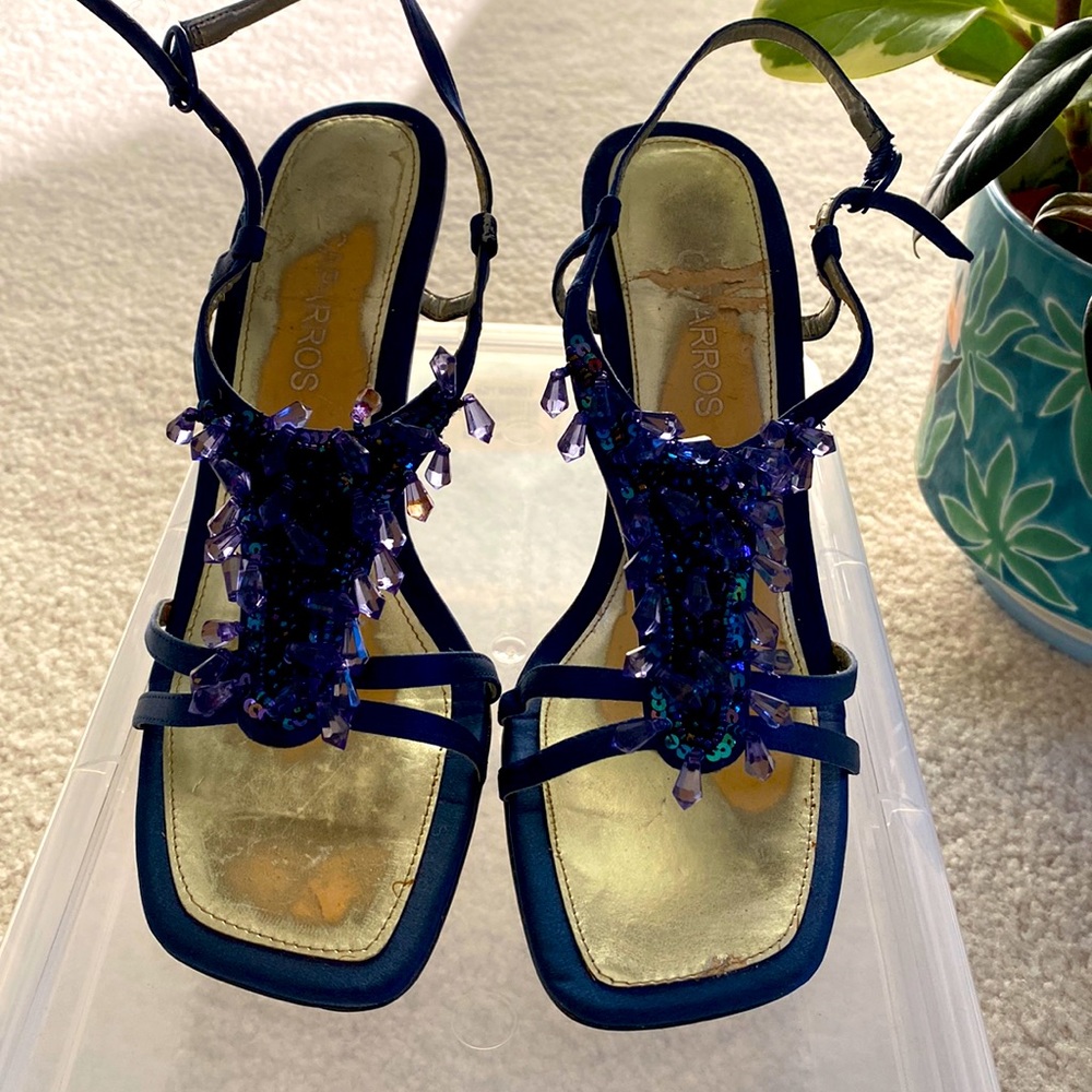 Caparros sandal leather sole satin royal blue size 6